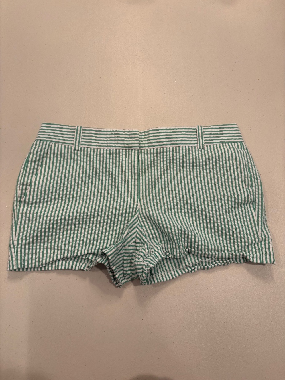 J.Crew city fit seersucker shorts seafoam green and white size 4